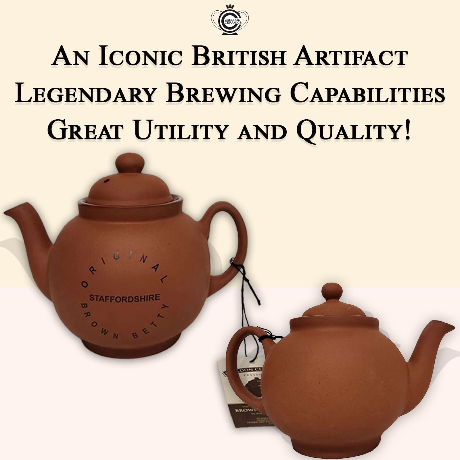 Cauldon Ceramics Classic Brown Betty Teapot | Traditional Handmade